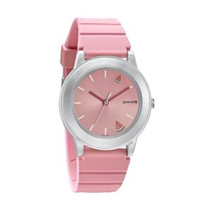 Sonata Play Quartz Analog Pink Dial Pink Plastic Strap Watch for Women - NT8992PP10W